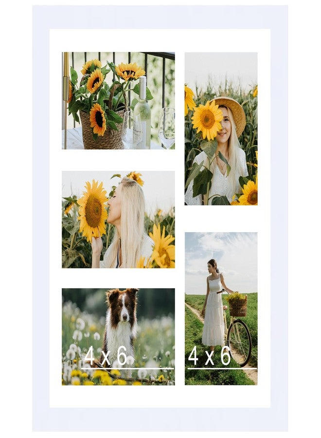 JCJMY 11x14 Collage Picture Frame with Mat, Display 5 Pcs 4x6 Photos or 11x14 Picture, Five Opening 4x6 Picture Frame Collage for Wall Hanging, Lightweight 4 x 6 Multi Photo Frame, White - Image 1